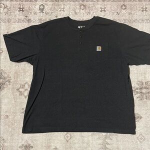 Carhartt Men's Loose Fit Henley Short Sleeved Heather Dark Gray Size XXL